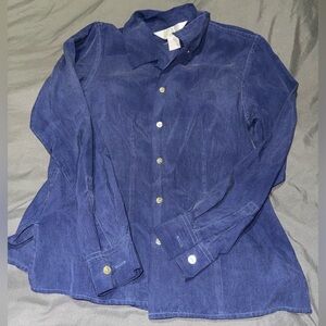 Petite Sophisticate Vintage Navy Silk Blouse